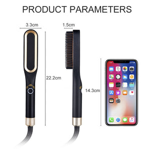 Mini Hair Straightener Brush Hot Comb Iron Ceramic