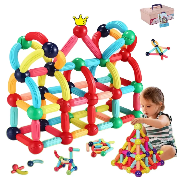 Magnetic Building Blocks Set Early Learning Magnetic Sticks Balls Assembling Game