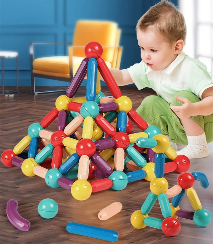 Magnetic Building Blocks Set Early Learning Magnetic Sticks Balls Assembling Game