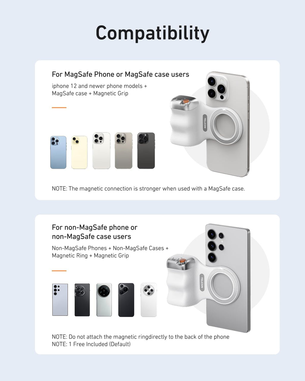 Magnetic Phone Camera DSLR Style Shutter Grip  Comfort Ergonomic Camera Grip Handle Holder