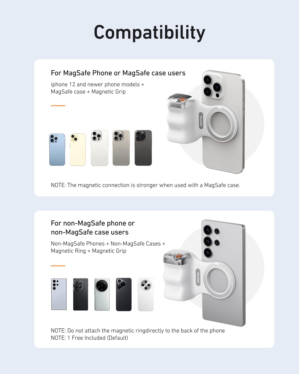 Magnetic Phone Camera DSLR Style Shutter Grip  Comfort Ergonomic Camera Grip Handle Holder