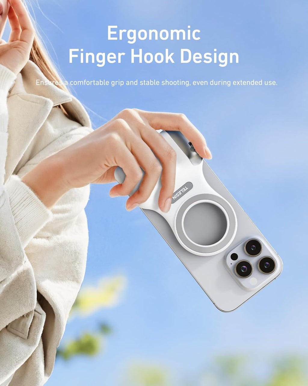 Magnetic Phone Camera DSLR Style Shutter Grip  Comfort Ergonomic Camera Grip Handle Holder
