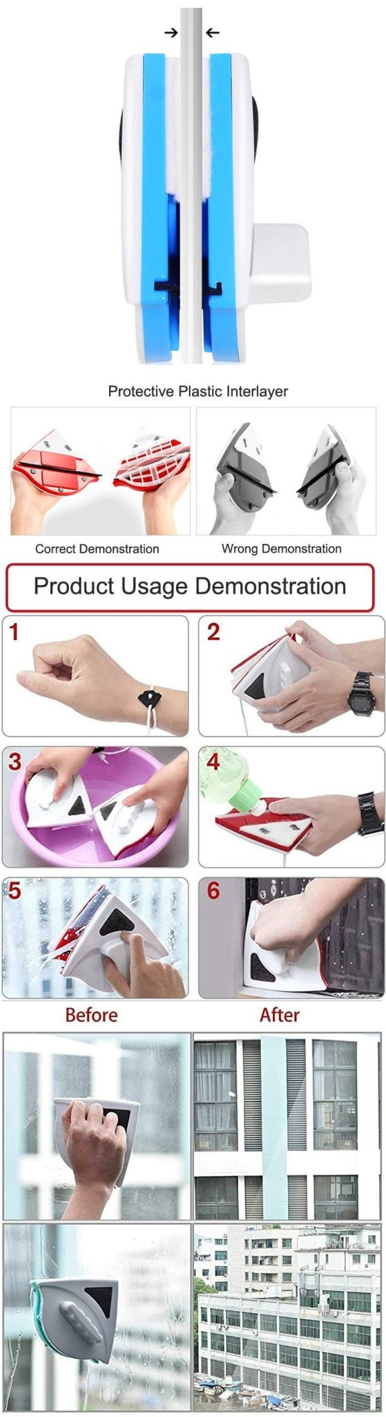 Magnetic Glass Wiper Cleaning Tool
